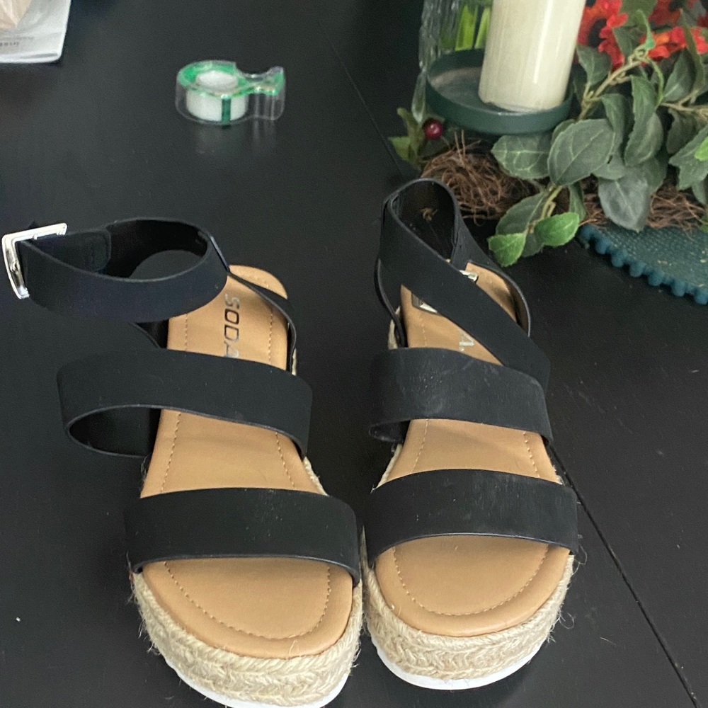 Soda Black Espadrille Sandals